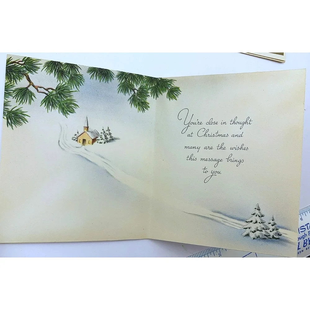 Vintage Season's Greetings Christmas Holiday Card Lot of 4-Unused-USA 1940s-50s